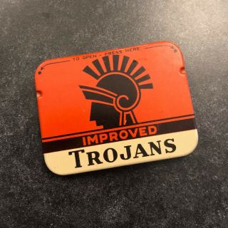 Improved Trojans Condom Tin Vintage Youngs Rubber Corp Ny