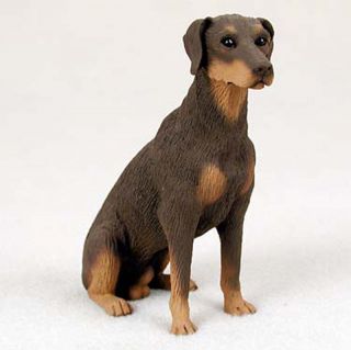 Doberman Pinscher Figurine Hand Painted Statue Red Uncropped