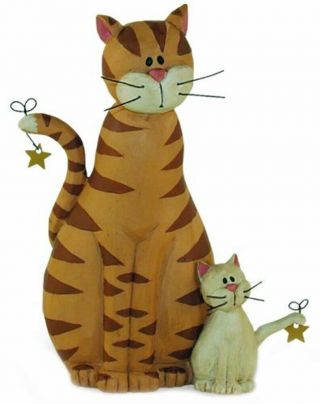 Blossom Bucket Mama Cat With Kitten & Stars