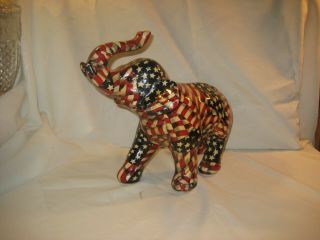 Vintage Very American Flag Ceramic Elephant Statue