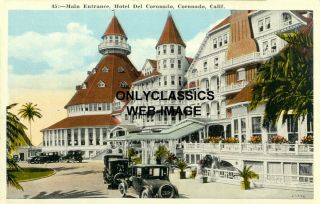 1915 Vintage Victorian Hotel Del Coronado California Postcard Poster Art Print