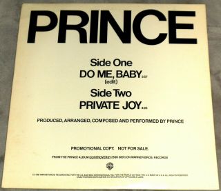 Prince Do Me Baby / Private Joy Us Promo 12 " Rare Exc