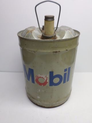 Vintage " Mobil Oil " Five (5) Gallon Hydraulic Fluid Can