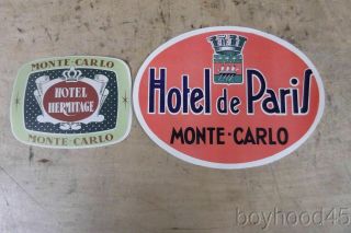 Group Of 2,  Vintage Luggage Stickers - Monte Carlo - - Group 2