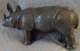 Rare Brass Rhino Figurine 4 " X 2 "