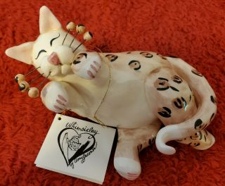 Amy Lacombe Whimsiclay Cat Figurine Cheeta