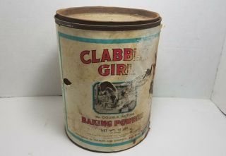 Vintage Baking Powder Tin Clabber Girl 10 Lbs Paper Label