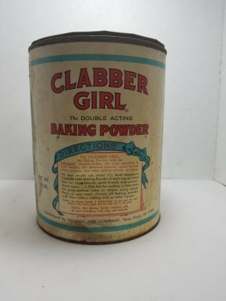 VINTAGE BAKING POWDER TIN CLABBER GIRL 10 lbs PAPER LABEL 2