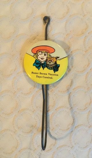 1946 Buster Brown Vacation Days Carnival - Celluloid Button Receipt Hook