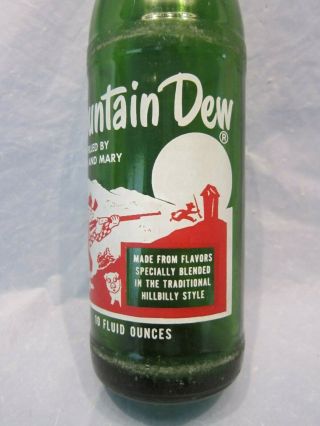 MOUNTAIN MTN DEW FILLED BY LYLE AND MARY 1965 GLASS BOTTLE HILLBILLY BY PEPSI 2
