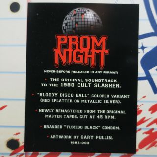 ' PROM NIGHT ' Soundtrack Ltd.  Edition Gatefold RED/SILVER Vinyl LP,  Condom 2