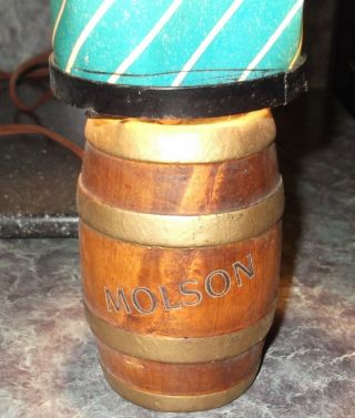 Vintage Molson Barrel Advertising Small Twirling Top Shade Table Lamp - 1960 