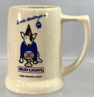 Vintage Spuds Mackenzie Bud Light Beer Glass Mug 1986 Birthday Hat Fathers Day