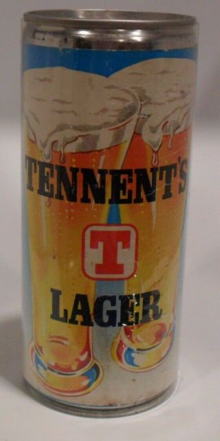 Tennents Beer Can,  PAPER LABEL,  LINDA,  Crimped Steel,  RARE,  SWELL CAN 2