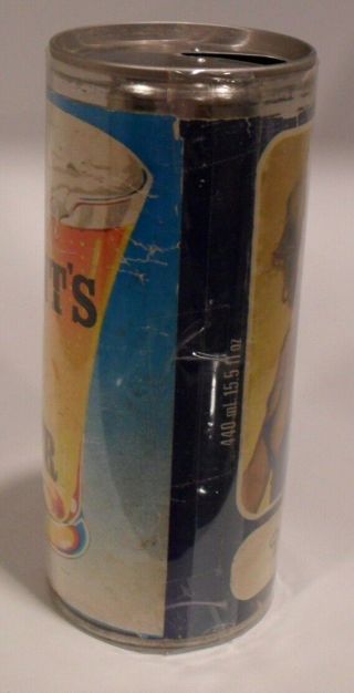 Tennents Beer Can,  PAPER LABEL,  LINDA,  Crimped Steel,  RARE,  SWELL CAN 4