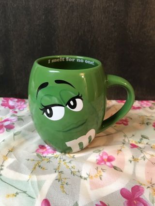 Green M&m Candy Ceramic Mug Cup 16 Ounce Coffee Tea " I Melt For No One "