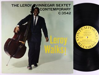 Leroy Vinnegar Sextet - Leroy Vinegar Walks Lp - Contemporary C3542 Mono Dg Vg,
