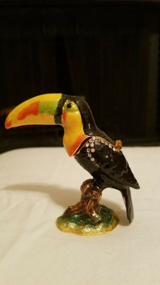 Jeweled Enamel Toucan Bird Trinket Box