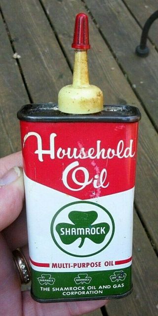 Vintage The Shamrock Oil & Gas Company 4 Ounce Household Oil Can & Gun Oil Can