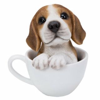 Teacup Pups Figurine Statue Beagle Dog Puppy In Cup Mug Sculpture