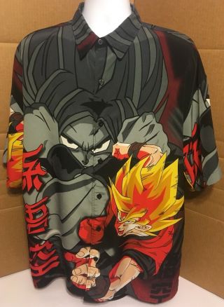 Vintage 2001 Dragon Ball Z Anime Button Up Graphic Hawaiian Shirt Size Xl