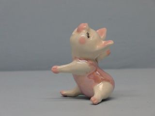 Retired Hagen Renaker Aerobic Pig Pink Outfit Sitting Up