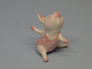 Retired Hagen Renaker Aerobic Pig Pink Outfit Sitting Up 2