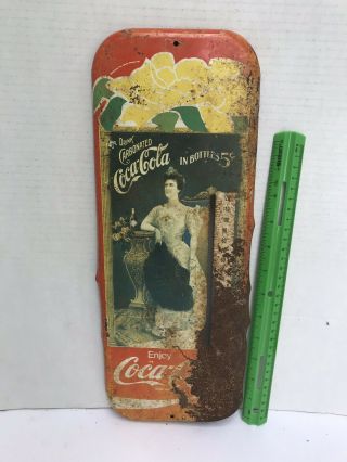 Vintage Coca Cola Metal Thermometer.  Thermometer Is Missing