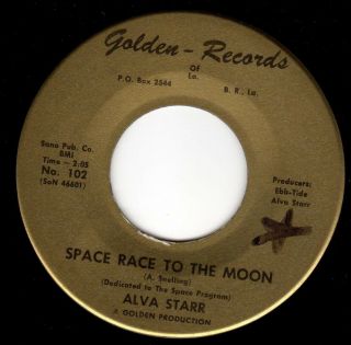 Weird Psych 45 - Alva Starr - Space Race To The Moon/clock On The Wall - Hear