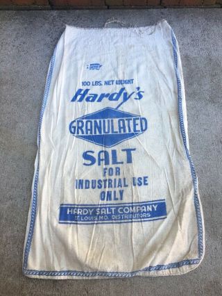 Vintage Canvas Sack Hardy’s Granulated Salt Industrial St.  Louis Missouri Cotton
