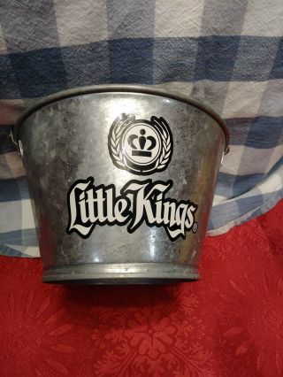 Little Kings Cream Ale Silver Metal Beer Bucket With Handle Galvanized Vintage