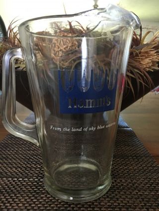 Vintage HAMM ' S GLASS BEER PITCHER (Refreshing As the Land of Sky Blue Waters)  2