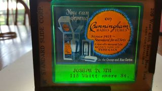 Vintage Glass Advertisement Slides,  Cunningham Radio Tubes,  You Can Depend On