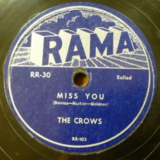 Crows Doo - Wop 78 Miss You B/w I Really Love You On Rama Vg,  / Minus Rj 403