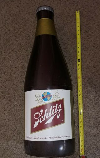 Vintage 1966 Schlitz Brewing Beer Inflatable Bottle 30 " Man Cave Decor