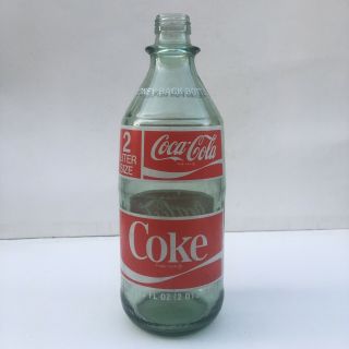 Vintage 1976 Coca Cola Coke Bottle 2 Litter Size Money Back Bottle Green Glass