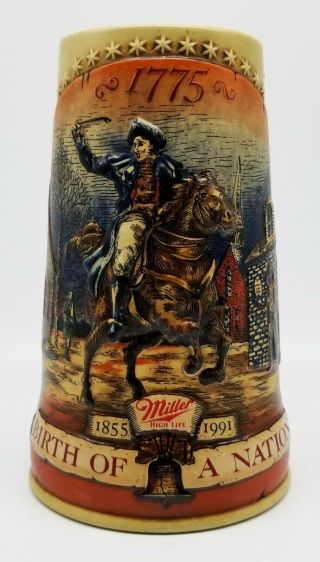 Miller High Life Birth Of A Nation Beer Mug - Stein 1775 1st Series Paul Revere