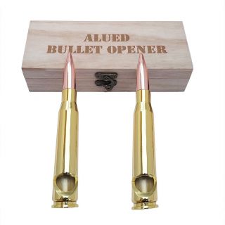 2 X 50 Caliber Bmg Bullet Beer Bottle Opener With Wooden Box For Man Gift