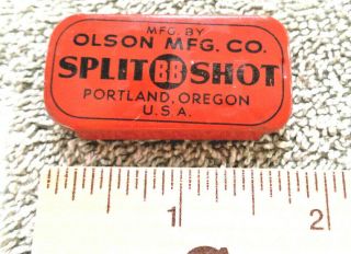 Vintage Split Shot Mfg.  By Olson Mfg.  Co,  Size Bb Portland Oregon Orange In Color