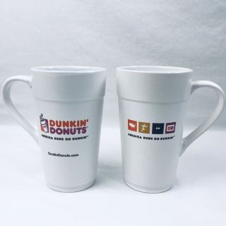 Dunkin Donuts 16 Oz Mugs Set Of 2 Tall Coffee Cups 2013 Nib