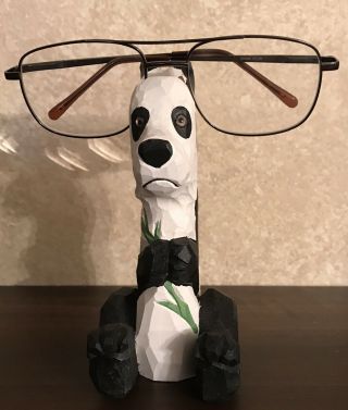 Panda Hand Carved Wooden Eye Glass Holder