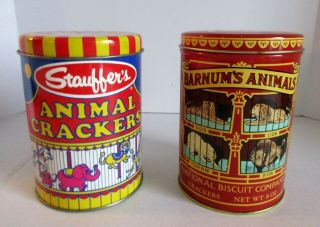 Barnums Nabisco Stauffers Animal Crackers Cookie Tin W Bars Vintage 1979 4x6 " T