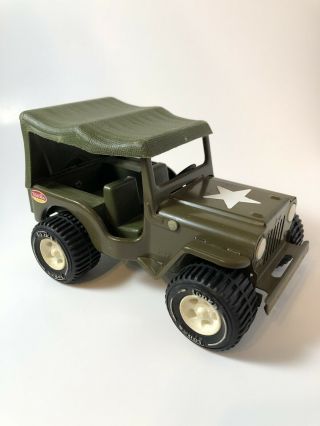 Vintage Tonka Army Green Metal Military Jeep With Top 1970’s