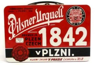 Pilsner Urquell Pilsner Red Embossed Lunch Box Tin Collectible Beer Bier Czech