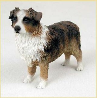 Australian Shepherd Aussie (brown) Dog Figurine Statue Hand Painted Resin
