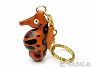 Sea Horse Handmade 3d Leather (l) Keychain/keyring Vanca Made In Japan 56177