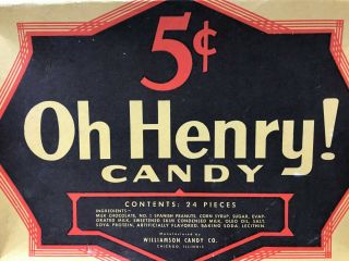 VIntage Oh Henry Candy Box 1950 ' s Williamson Candy Co. 2