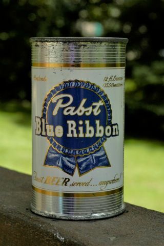 1950s Pabst Blue Ribbon Flat Top Beer Can - Metallic 12 Ounce