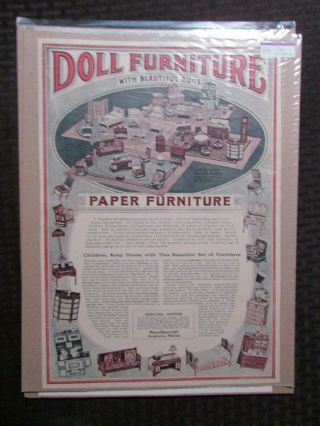 1918 Doll Furniture W/ Rugs 9.  75x13.  5 " Print Ad Fn 6.  0 Paper Toys
