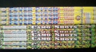 Firecracker Firework Labels 6 Pc Camo Shots 10 Ball @ 4 Pc Fever Pitch 8 Ball